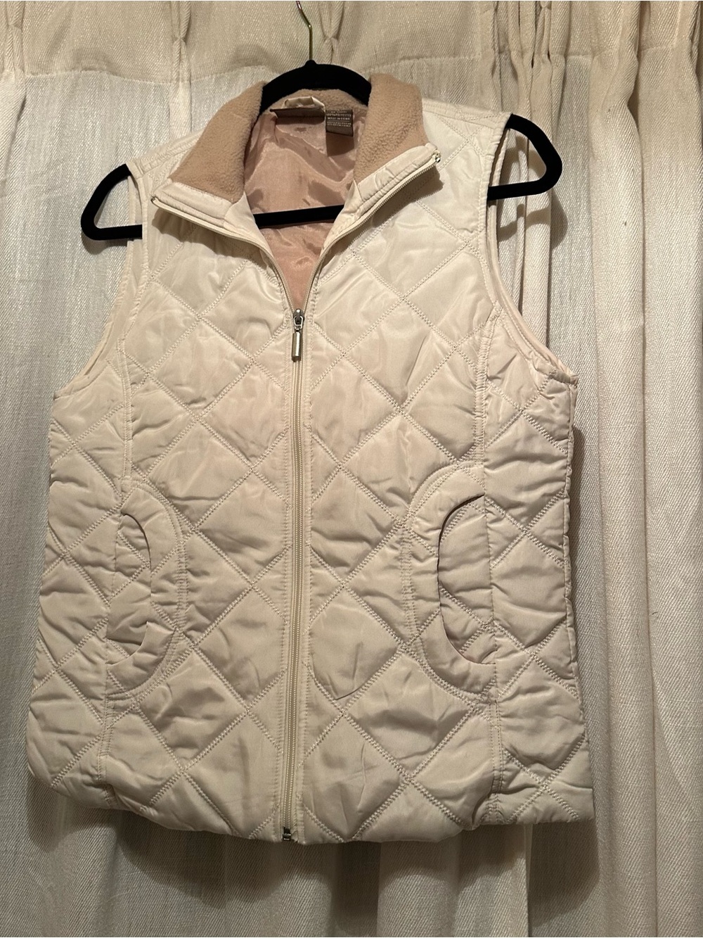 Cream Quilted Puffer Vest Lightweight Cozy Layering